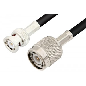 TNC Male to BNC Male Cable 12 Inch Length Using 75 Ohm ET-RG59 Coax, RoHS