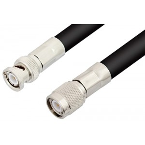 TNC Male to BNC Male Cable 12 Inch Length Using ET-RG214 Coax, RoHS