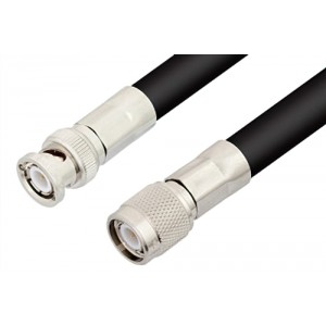 TNC Male to BNC Male Cable 12 Inch Length Using ET-RG8 Coax, RoHS