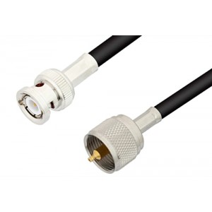 UHF Male to BNC Male Cable 12 Inch Length Using 75 Ohm ET-RG59 Coax, RoHS