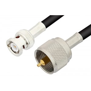 UHF Male to BNC Male Cable 12 Inch Length Using 93 Ohm ET-RG62 Coax