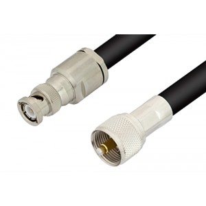 UHF Male to BNC Male Cable 12 Inch Length Using ET38330 Coax