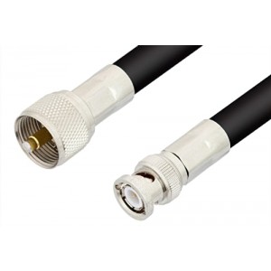 UHF Male to BNC Male Cable 12 Inch Length Using ET-RG213 Coax, RoHS