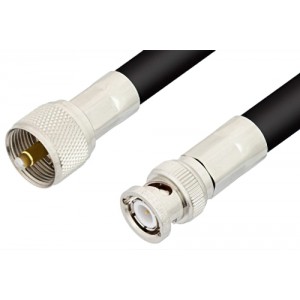 UHF Male to BNC Male Cable 12 Inch Length Using ET-RG214 Coax, RoHS