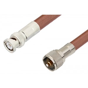 UHF Male to BNC Male Cable 12 Inch Length Using ET-RG393 Coax, RoHS