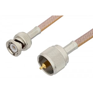 UHF Male to BNC Male Cable 12 Inch Length Using ET-RG400 Coax, RoHS