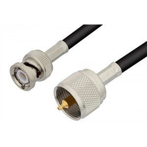 UHF Male to BNC Male Cable 12 Inch Length Using ET-RG58 Coax, RoHS