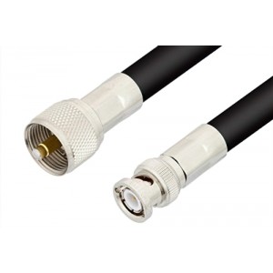 UHF Male to BNC Male Cable 12 Inch Length Using ET-RG8 Coax, RoHS