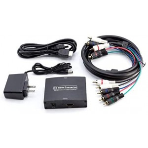 Component YPbPr to HDMI Converter Kit - RGB to HDMI Adapter with HDMI and Component Cable for 1080 HDTV (Black)