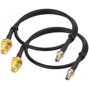 TS9 Male to SMA Female Bulkhead External Antenna Adapter Cable 12 inch (2-Pack)