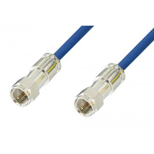 75 Ohm F Male to 75 Ohm F Male Cable 12 Inch Length Using 75 Ohm ET38348 Blue Coax