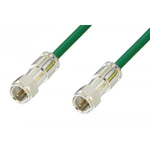 75 Ohm F Male to 75 Ohm F Male Cable 12 Inch Length Using 75 Ohm ET38347 Green Coax