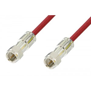 75 Ohm F Male to 75 Ohm F Male Cable 12 Inch Length Using 75 Ohm ET38346 Red Coax