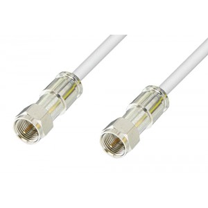 75 Ohm F Male to 75 Ohm F Male Cable 12 Inch Length Using 75 Ohm ET38345 White Coax