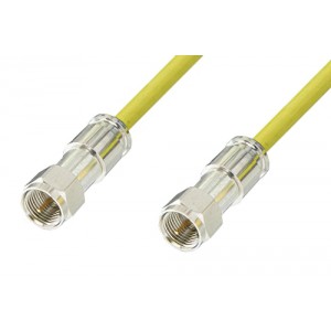 75 Ohm F Male to 75 Ohm F Male Cable 12 Inch Length Using 75 Ohm ET38344 Yellow Coax