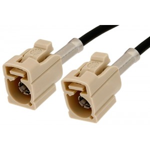 Beige FAKRA Jack to FAKRA Jack Cable 12 Inch Length Using ET38358 Coax