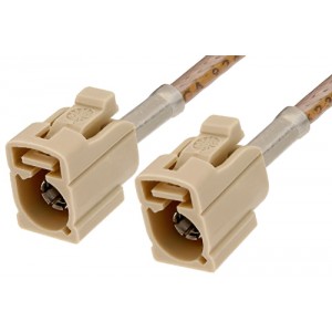 Beige FAKRA Jack to FAKRA Jack Cable 12 Inch Length Using ET-RG316 Coax