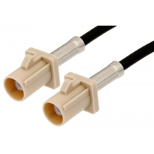 Beige FAKRA Plug to FAKRA Plug Cable 12 Inch Length Using ET38358 Coax