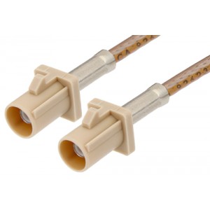 Beige FAKRA Plug to FAKRA Plug Cable 12 Inch Length Using ET-RG316 Coax