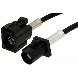 Black FAKRA Plug to FAKRA Jack Cable 12 Inch Length Using ET38358 Coax