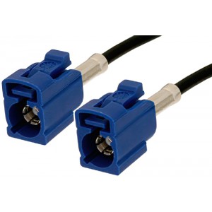 Blue FAKRA Jack to FAKRA Jack Cable 12 Inch Length Using ET38358 Coax