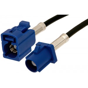 Blue FAKRA Plug to FAKRA Jack Cable 12 Inch Length Using ET38358 Coax