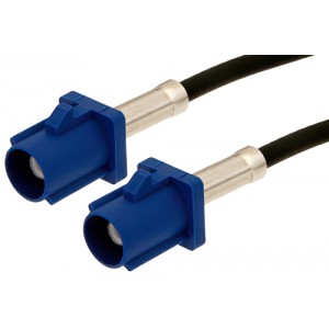 Blue FAKRA Plug to FAKRA Plug Cable 12 Inch Length Using ET38358 Coax