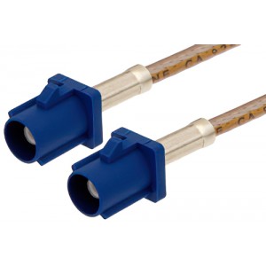 Blue FAKRA Plug to FAKRA Plug Cable 12 Inch Length Using ET-RG316 Coax