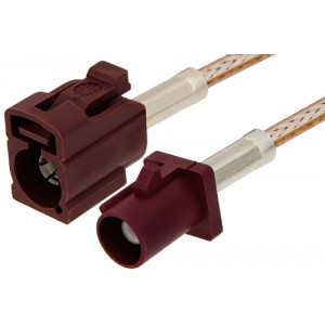 Bordeaux FAKRA Plug to FAKRA Jack Cable 12 Inch Length Using ET-RG316 Coax