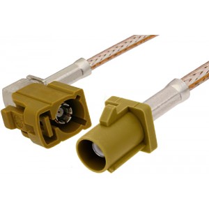 Curry FAKRA Plug to FAKRA Jack Right Angle Cable 12 Inch Length Using ET-RG316 Coax