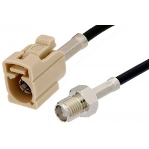 SMA Female to Beige FAKRA Jack Cable 12 Inch Length Using ET38358 Coax