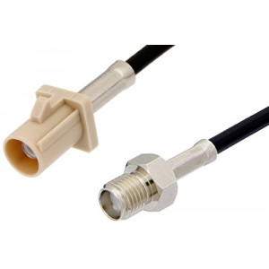 SMA Female to Beige FAKRA Plug Cable 12 Inch Length Using ET38358 Coax