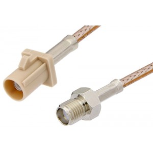 SMA Female to Beige FAKRA Plug Cable 12 Inch Length Using ET-RG316 Coax