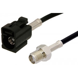 SMA Female to Black FAKRA Jack Cable 12 Inch Length Using ET38358 Coax