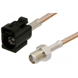 SMA Female to Black FAKRA Jack Cable 12 Inch Length Using ET-RG316 Coax