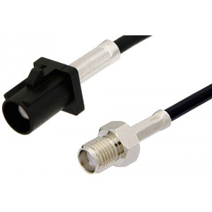 SMA Female to Black FAKRA Plug Cable 12 Inch Length Using ET-RG174 Coax