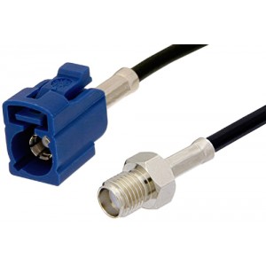 SMA Female to Blue FAKRA Jack Cable 12 Inch Length Using ET38358 Coax