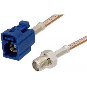 SMA Female to Blue FAKRA Jack Cable 12 Inch Length Using ET-RG316 Coax