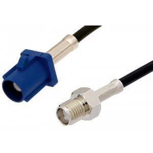 SMA Female to Blue FAKRA Plug Cable 12 Inch Length Using ET38358 Coax