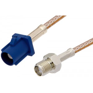 SMA Female to Blue FAKRA Plug Cable 12 Inch Length Using ET-RG316 Coax