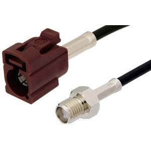 SMA Female to Bordeaux FAKRA Jack Cable 12 Inch Length Using ET38358 Coax