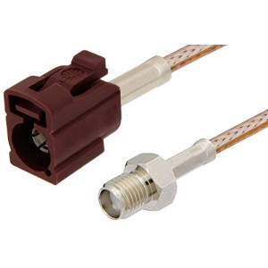 SMA Female to Bordeaux FAKRA Jack Cable 12 Inch Length Using ET-RG316 Coax