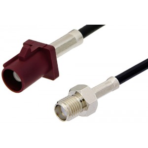 SMA Female to Bordeaux FAKRA Plug Cable 12 Inch Length Using ET38358 Coax