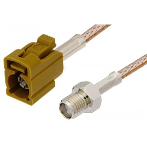 SMA Female to Curry FAKRA Jack Cable 12 Inch Length Using ET-RG316 Coax