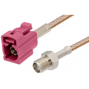 SMA Female to Violet FAKRA Jack Cable 12 Inch Length Using ET-RG316 Coax