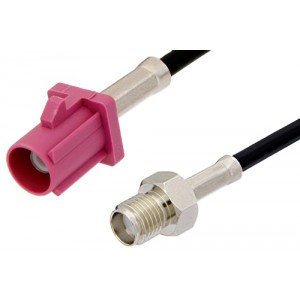 SMA Female to Violet FAKRA Plug Cable 12 Inch Length Using ET38358 Coax