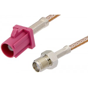 SMA Female to Violet FAKRA Plug Cable 12 Inch Length Using ET-RG316 Coax