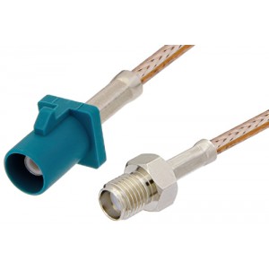 SMA Female to Water Blue FAKRA Plug Cable 12 Inch Length Using ET-RG316 Coax