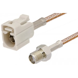 SMA Female to White FAKRA Jack Cable 12 Inch Length Using ET-RG316 Coax