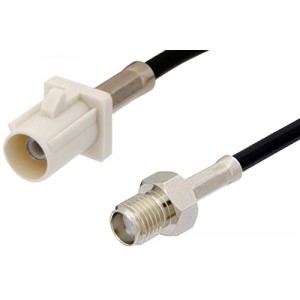 SMA Female to White FAKRA Plug Cable 12 Inch Length Using ET-RG174 Coax